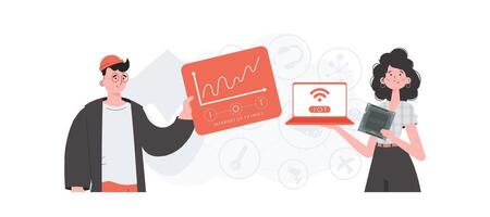 Internet of Things Team. Internet of things concept. Good for websites and presentations. Trendy flat style. . vector