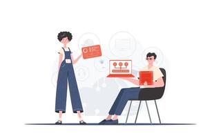Internet of Things Team. Internet of things and automation concept. Good for presentations and websites. illustration in trendy flat style. vector