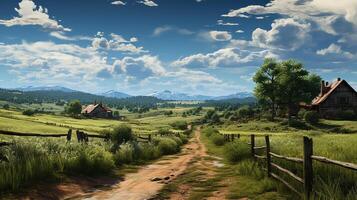 farm in sub urban at afternoon, ultra realistic, smooth lighting made by photo
