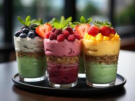 photography of bowl smoothies in cafe made with photo
