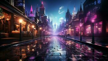 photo-realistic cyberpunk metropolitan city in the night AI generated photo