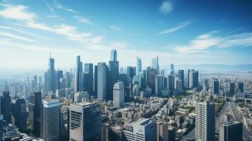 city panorama with skyscraper buildings, daylight made by AI generated photo