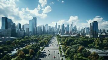 city panorama with skyscraper buildings, daylight made by AI generated photo