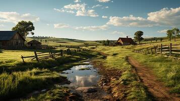 granja en sub urbano a tarde, ultra realista, suave Encendiendo hecho por ai generativo foto