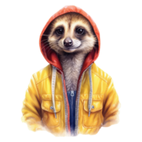 aguarela meerkat vestido dentro roupas . ai gerado png