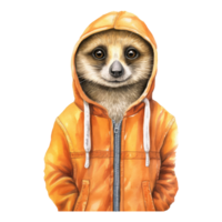 watercolour meerkat dressed in clothes . AI Generated png