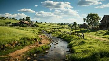 farm in sub urban at afternoon, ultra realistic, smooth lighting made by AI generative photo