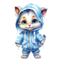 watercolour cat dressed in clothes . AI Generated png