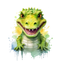 watercolour baby crocodile . AI Generated png