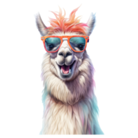 watercolor liama wearing sunglasses . AI Generated png