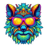 watercolor animal wearing sunglasses . AI Generated png