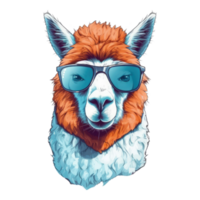 watercolor alpaca wearing sunglasses . AI Generated png