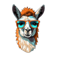 acquerello alpaca indossare occhiali da sole . ai generato png