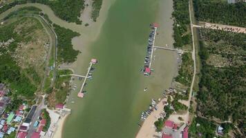 Aerial view Sungai Muda which is border for Kedah and Penang video
