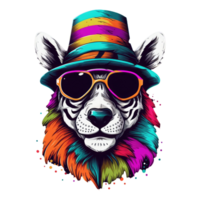 acquerello zebra fursona indossare occhiali da sole . ai generato png