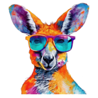 watercolor kangaroo wearing sunglasses . AI Generated png