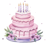 Watercolor Birthday Cake Isolated png