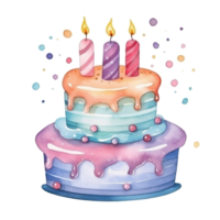 acuarela cumpleaños pastel aislado png