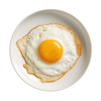 Fried egg on white plate isolated png