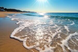 Waves on the beach, Idyllic coastal photo. photo