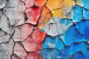 Abstract background, colorful cracked concrete. photo