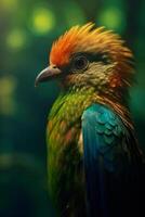 quetzal - retrato de un vistoso pájaro. ai generativo foto