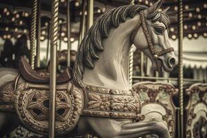 encantador carrusel caballo, un encantador realce para familia salidas ai generativo foto