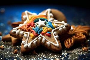 Brightly decorated pastry biscuits. photo