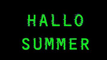 Hello Summer text animation in glitch style. Lettering typography. In Season. Hello Summer Word Text. video