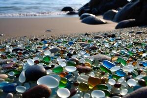 Glass pebble beach. photo