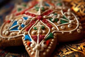 Brightly decorated pastry biscuits. photo