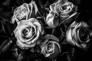 Monochrome flowers, black and white. photo