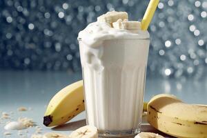 Delicious banana milkshake. photo