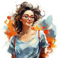 Cool girl modern illustration isolated photo