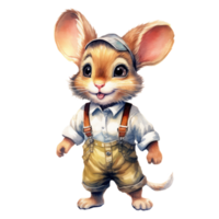 watercolour mouse dressed in clothes . AI Generated png