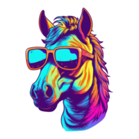 aquarelle cheval portant des lunettes de soleil . ai généré png