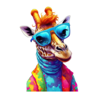 vattenfärg giraff bär solglasögon . ai genererad png