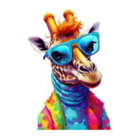 waterverf giraffe vervelend zonnebril . ai gegenereerd png