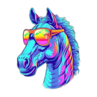 aquarelle cheval portant des lunettes de soleil . ai généré png