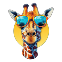 waterverf giraffe vervelend zonnebril . ai gegenereerd png