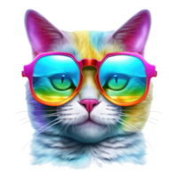 aquarelle chat portant des lunettes de soleil . ai généré png