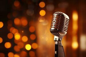 Music background with microphone photo