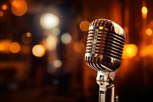 Music background with microphone photo