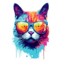 watercolor cat wearing sunglasses . AI Generated png