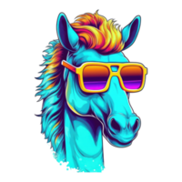 aquarelle cheval portant des lunettes de soleil . ai généré png