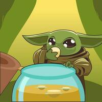 Baby Yoda Eat Illustration vector