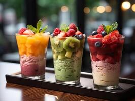 photography of bowl smoothies in cafe made with AI generative photo