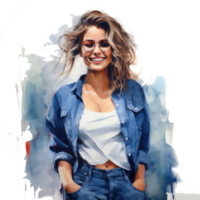 cool Mädchen modern Illustration isoliert png