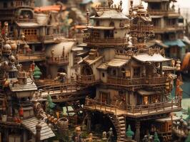 steam punk tribal village, insane detail made by AI generative photo