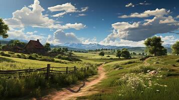 farm in sub urban at afternoon, ultra realistic, smooth lighting made by photo
